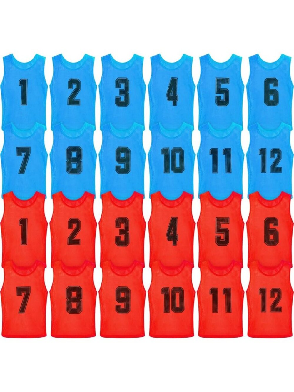 24 Pack Nylon Mesh Scrimmage Vests for Team Practice - Adult Sports Jerseys
